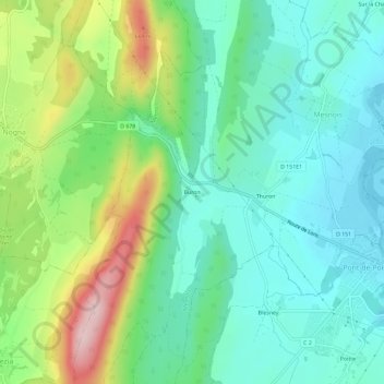 Mapa topográfico Buron, altitude, relevo