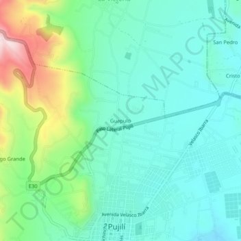Mapa topográfico Guapulo, altitude, relevo