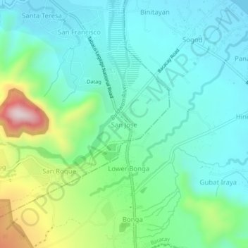 Mapa topográfico San Jose, altitude, relevo
