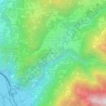Mapa topográfico Targnod, altitude, relevo