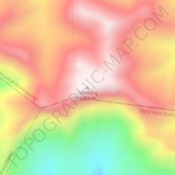 Mapa topográfico Tafelberg, altitude, relevo
