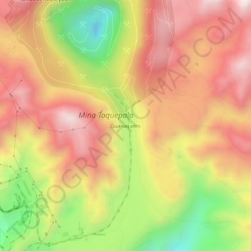 Mapa topográfico Guanaquero, altitude, relevo