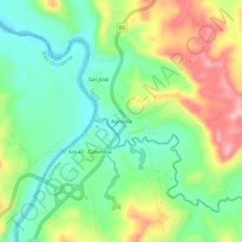 Mapa topográfico Agrovilla, altitude, relevo