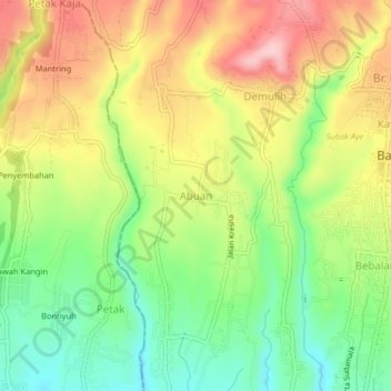 Mapa topográfico Abuan, altitude, relevo