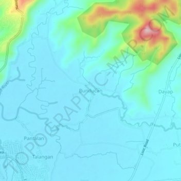 Mapa topográfico Bunducan, altitude, relevo