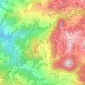 Mapa topográfico Semelano, altitude, relevo
