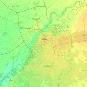 Mapa topográfico Laore, altitude, relevo