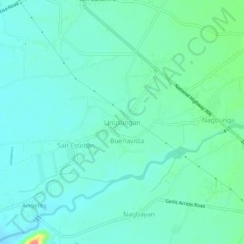 Mapa topográfico Linusungan, altitude, relevo