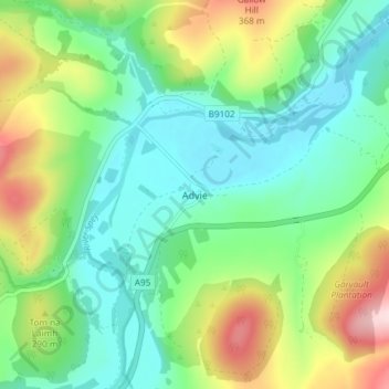 Mapa topográfico Advie, altitude, relevo