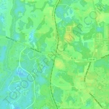 Mapa topográfico Fivay Junction, altitude, relevo