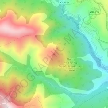 Mapa topográfico O Teso do Vitrón, altitude, relevo