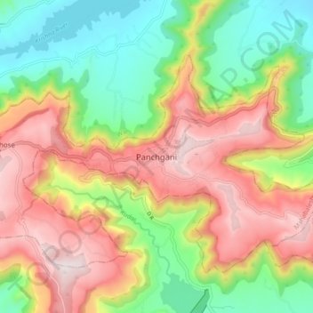 Mapa topográfico Panchgani, altitude, relevo
