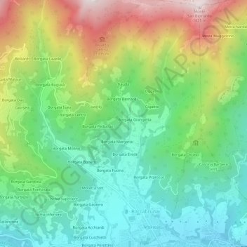 Mapa topográfico Borgata Cesani, altitude, relevo