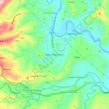 Mapa topográfico Upper Malungon, altitude, relevo