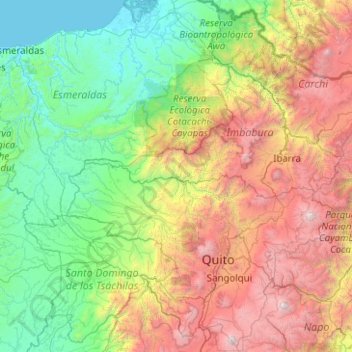 Mapa topográfico Montes Quisaya, altitude, relevo