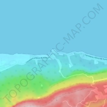 Mapa topográfico Barigua, altitude, relevo