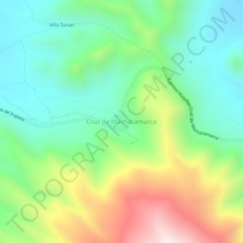 Mapa topográfico Cruz de Machacamarca, altitude, relevo