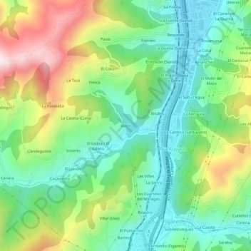 Mapa topográfico Viade, altitude, relevo