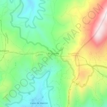 Mapa topográfico El Crucero, altitude, relevo