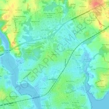 Mapa topográfico Kerrous, altitude, relevo