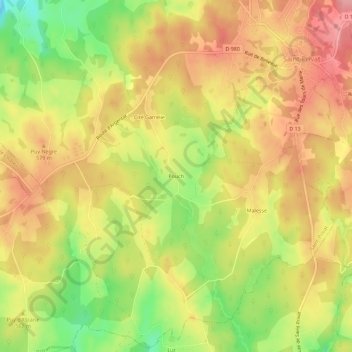 Mapa topográfico Pouch, altitude, relevo