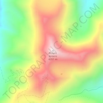 Mapa topográfico Mount Antero, altitude, relevo