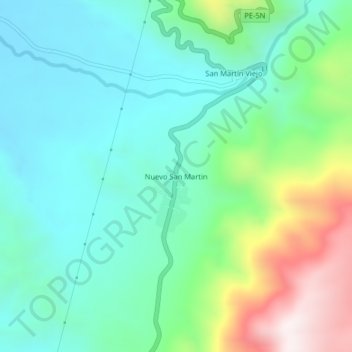 Mapa topográfico Nuevo San Martin, altitude, relevo