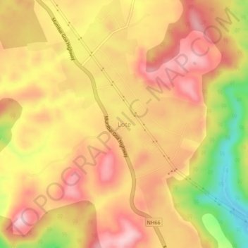 Mapa topográfico Lote, altitude, relevo