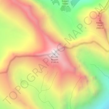 Mapa topográfico Mount Bogart, altitude, relevo
