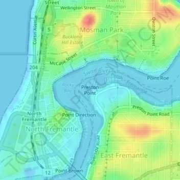 Mapa topográfico Preston Point, altitude, relevo