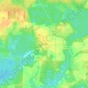 Mapa topográfico Glendale, altitude, relevo