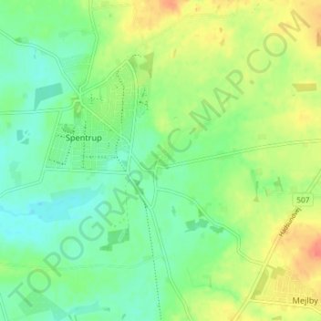 Mapa topográfico Jennum, altitude, relevo
