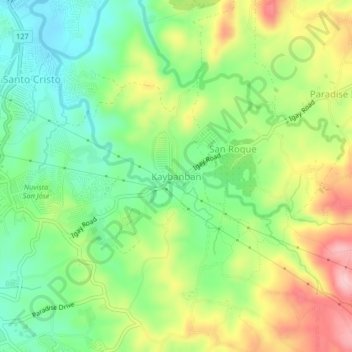 Mapa topográfico Kaybanban, altitude, relevo