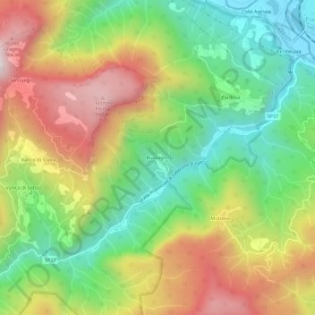 Mapa topográfico Busdagno, altitude, relevo