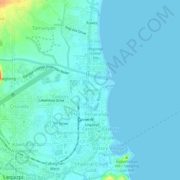 Mapa topográfico Bonot, altitude, relevo
