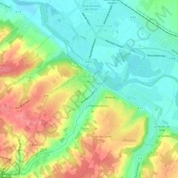 Mapa topográfico Les Bernardines, altitude, relevo