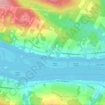 Mapa topográfico Douglas, altitude, relevo