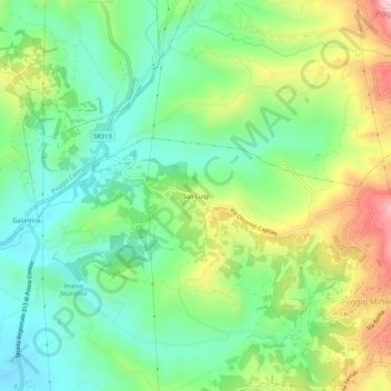Mapa topográfico San Luigi, altitude, relevo
