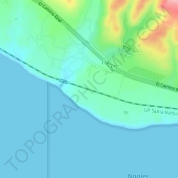 Mapa topográfico Naples, altitude, relevo