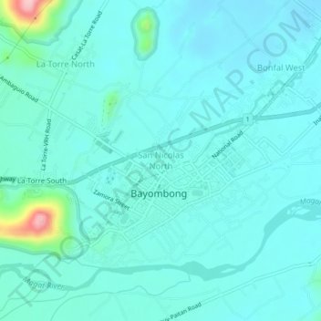 Mapa topográfico San Nicolas North, altitude, relevo