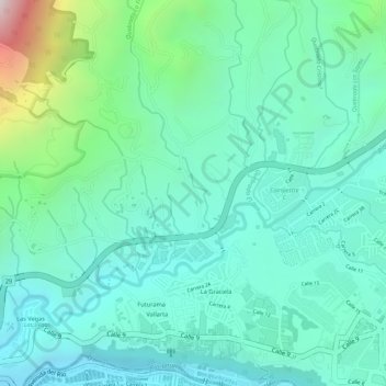Mapa topográfico El Estanquillo, altitude, relevo