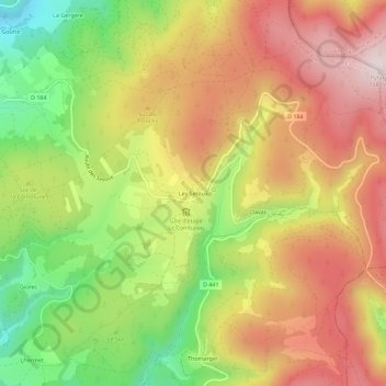 Mapa topográfico Les Sétoux, altitude, relevo
