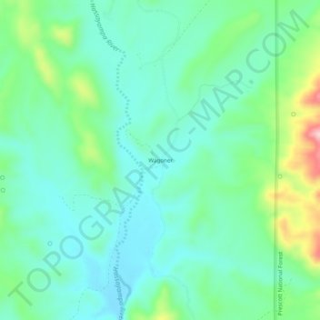 Mapa topográfico Wagoner, altitude, relevo