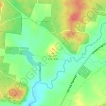Mapa topográfico Sugar Loaf Hill, altitude, relevo