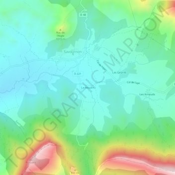 Mapa topográfico Le Moulin, altitude, relevo