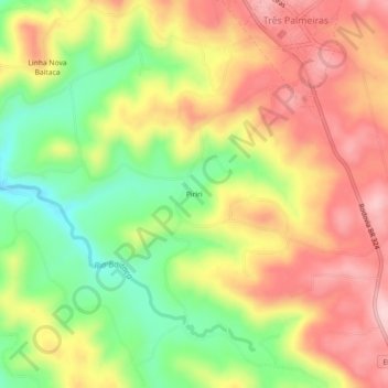 Mapa topográfico Piriri, altitude, relevo