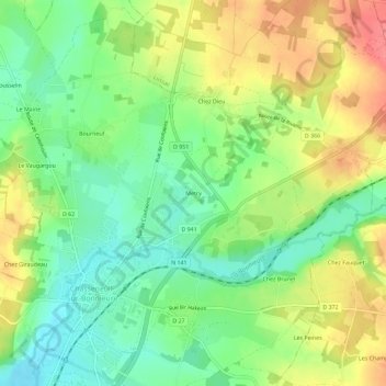 Mapa topográfico Metry, altitude, relevo