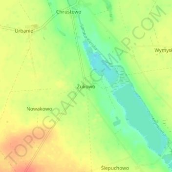 Mapa topográfico Żukowo, altitude, relevo