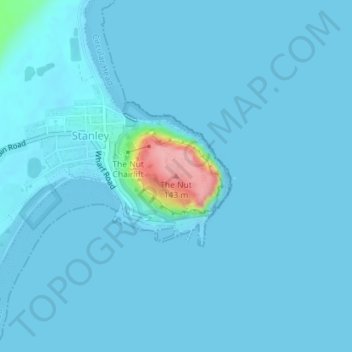 Mapa topográfico The Nut, altitude, relevo