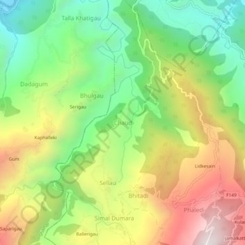 Mapa topográfico Chaud, altitude, relevo